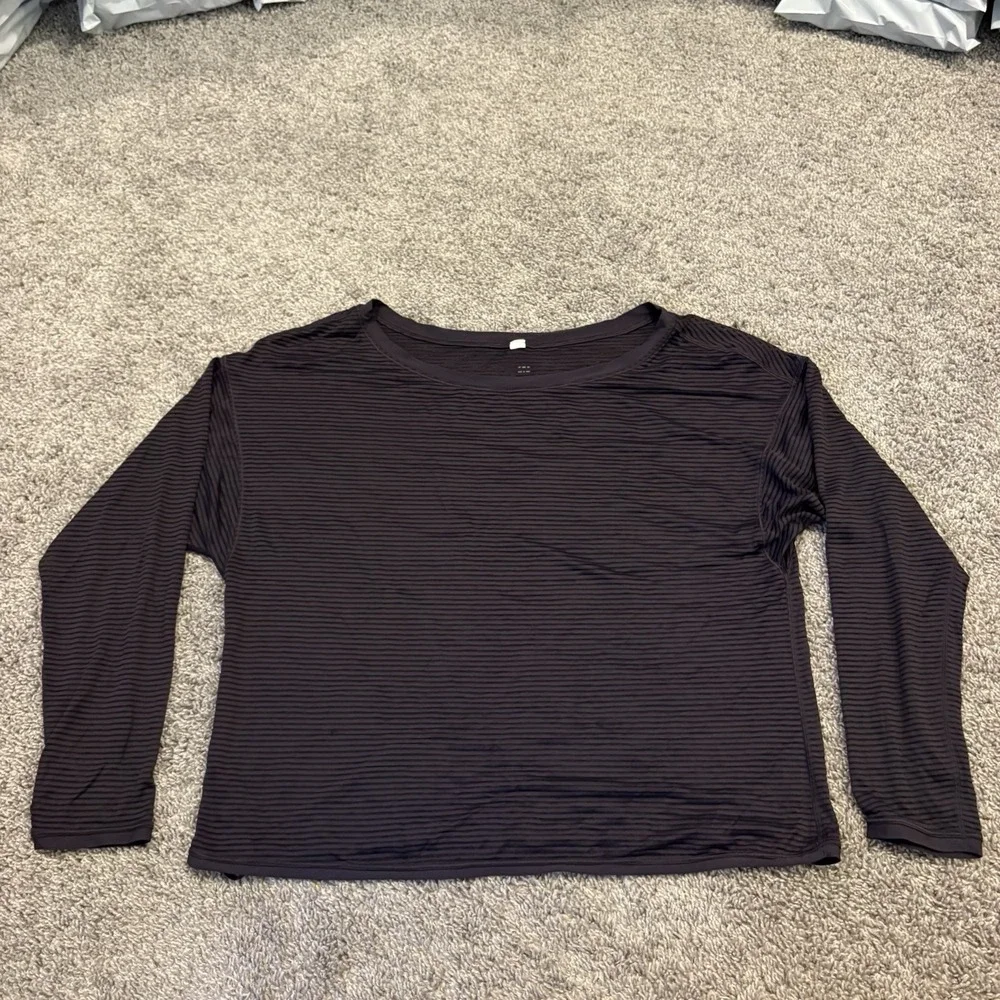 Lululemon Yoga Top All Yours Boyfriend Semi Sheer Athleisure Ribbed XL Purple